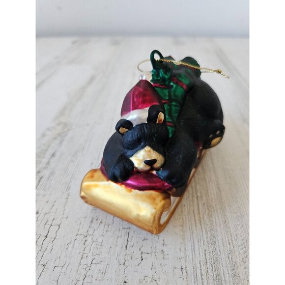 Kohls bear sled glass ornament Xmas tree tabbogon - Picture 2 of 7